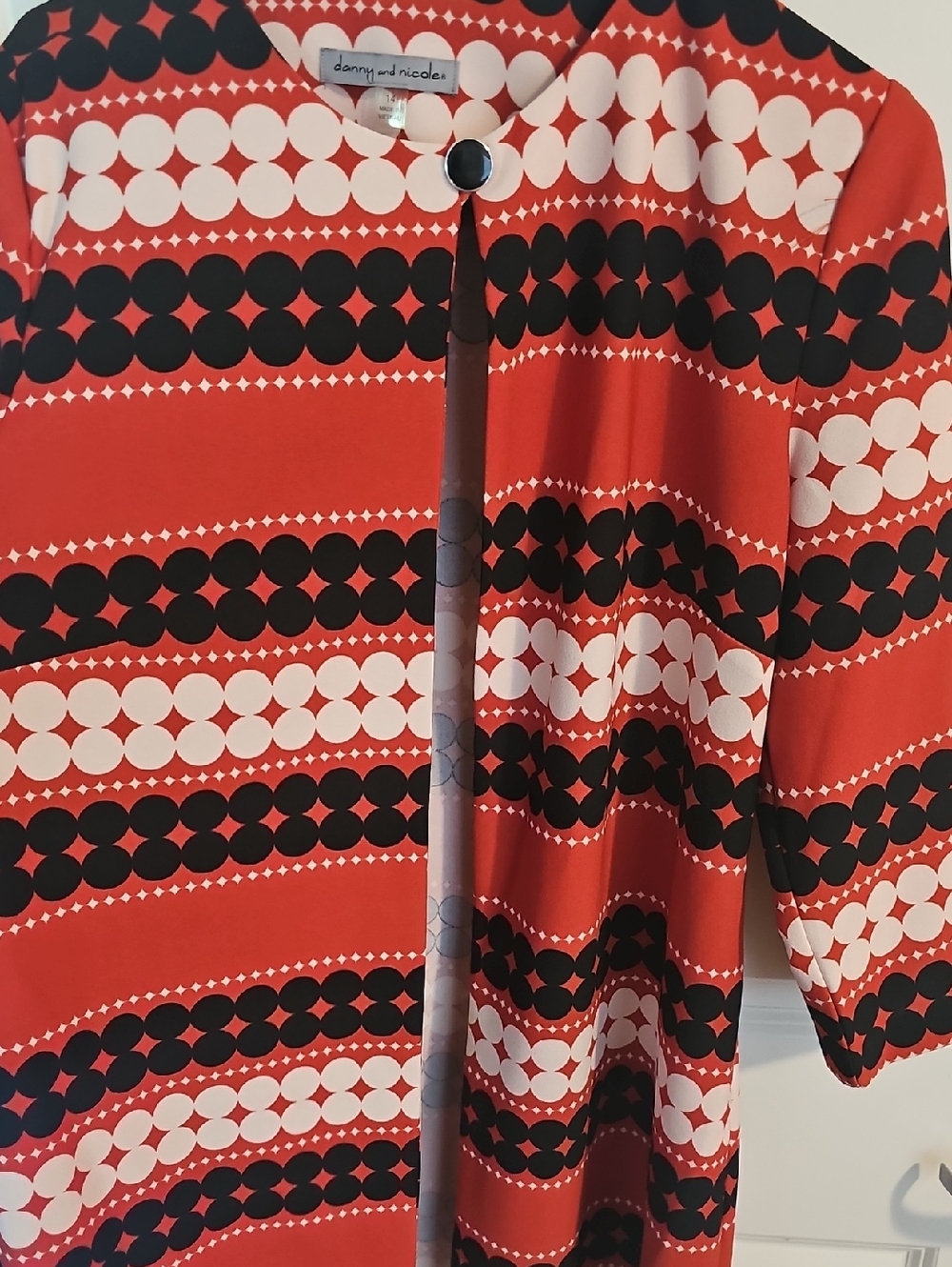 Danny & Nicole Red, Black and White Graphic Coat